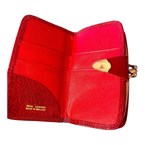 Vintage Red Leather Wallet with Double Kiss Lock Closure - Picture 6 of 6